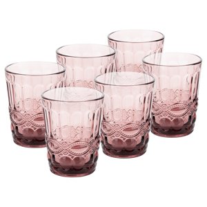 KONDELA Fregata Typ 2 pohár na vodu (6 ks) 240 ml ružová