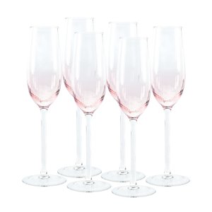 KONDELA Celeste Typ 1 pohár na šampanské (6 ks) 280 ml svetloružová