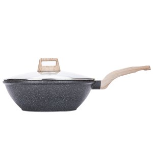 KONDELA Karote wok panvica s nepriľnavým povrchom 30 cm mramor
