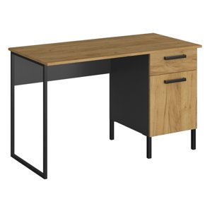 KONDELA Santana 1D1S/120 pc stôl dub craft zlatý / antracit