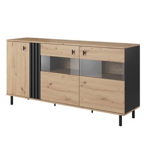 KONDELA Medis E 3D vitrína dub artisan / čierny antracit