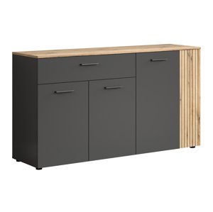 KONDELA Esena 4D1S štvordverová komoda so zásuvkou grafit / dub evoke