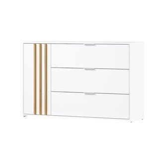KONDELA Florens 1D3S jednodverová komoda so zásuvkami biela / dub artisan