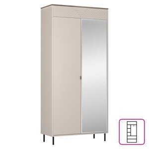 KONDELA Eyco 2D/40 dvojdverová šatníková skriňa so zrkadlom kašmír